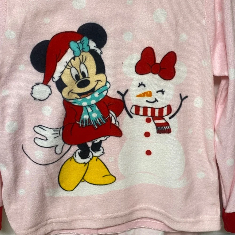 Disney Minnie‎ Mouse Christmas Pajamas Girls 4T Pink Polka Dot NWT